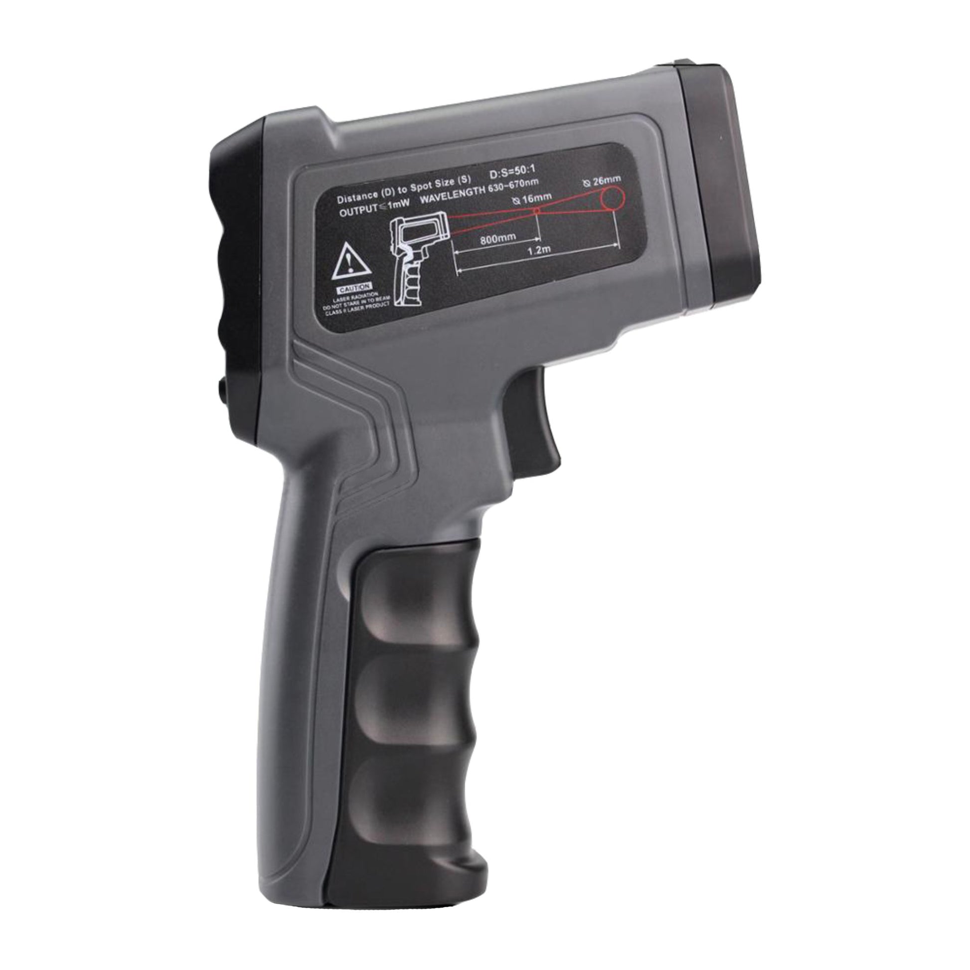 Digitale infrarood thermometer tot 1.600 °C zijaanzicht