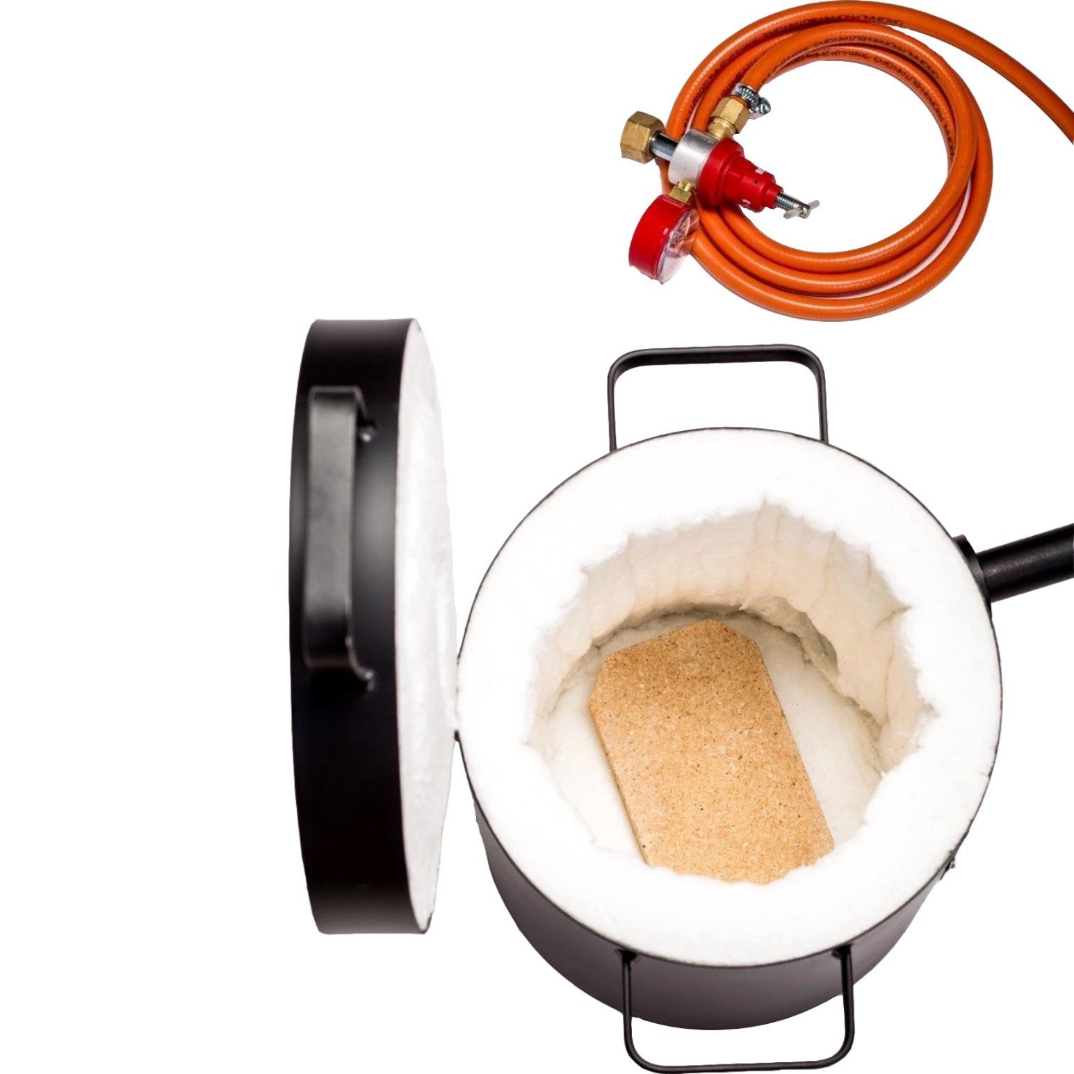 Draagbare gas smeltoven 10 kg met 1 brander Binnenkant