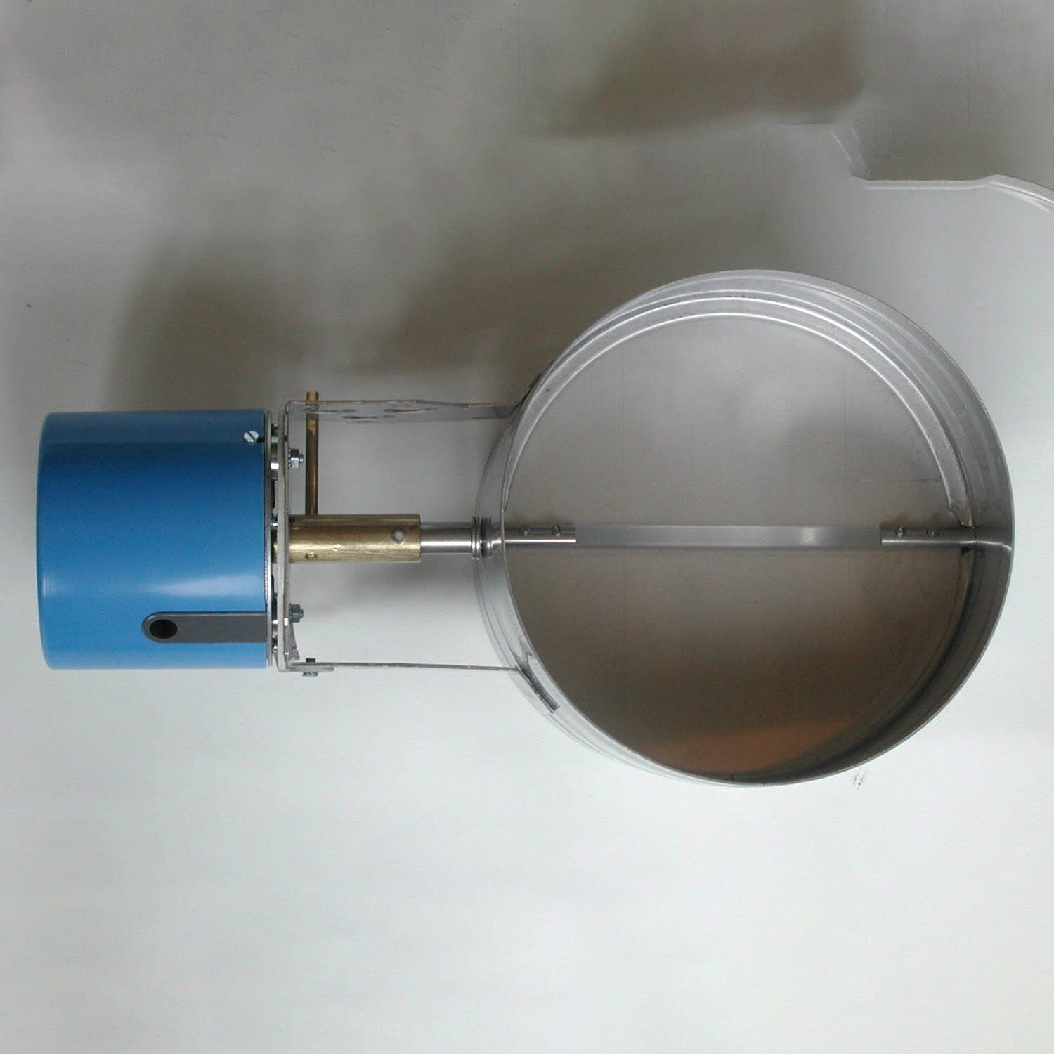 Elektrische rookgasklep 250 mm met servomotor boven aanzicht