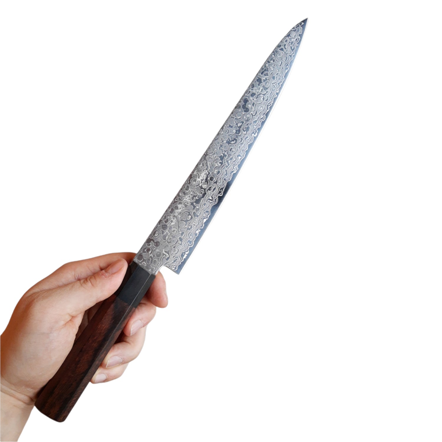 Kikuichi NWD Vleesmes 245 mm damascus in situatie / sfeerbeeld