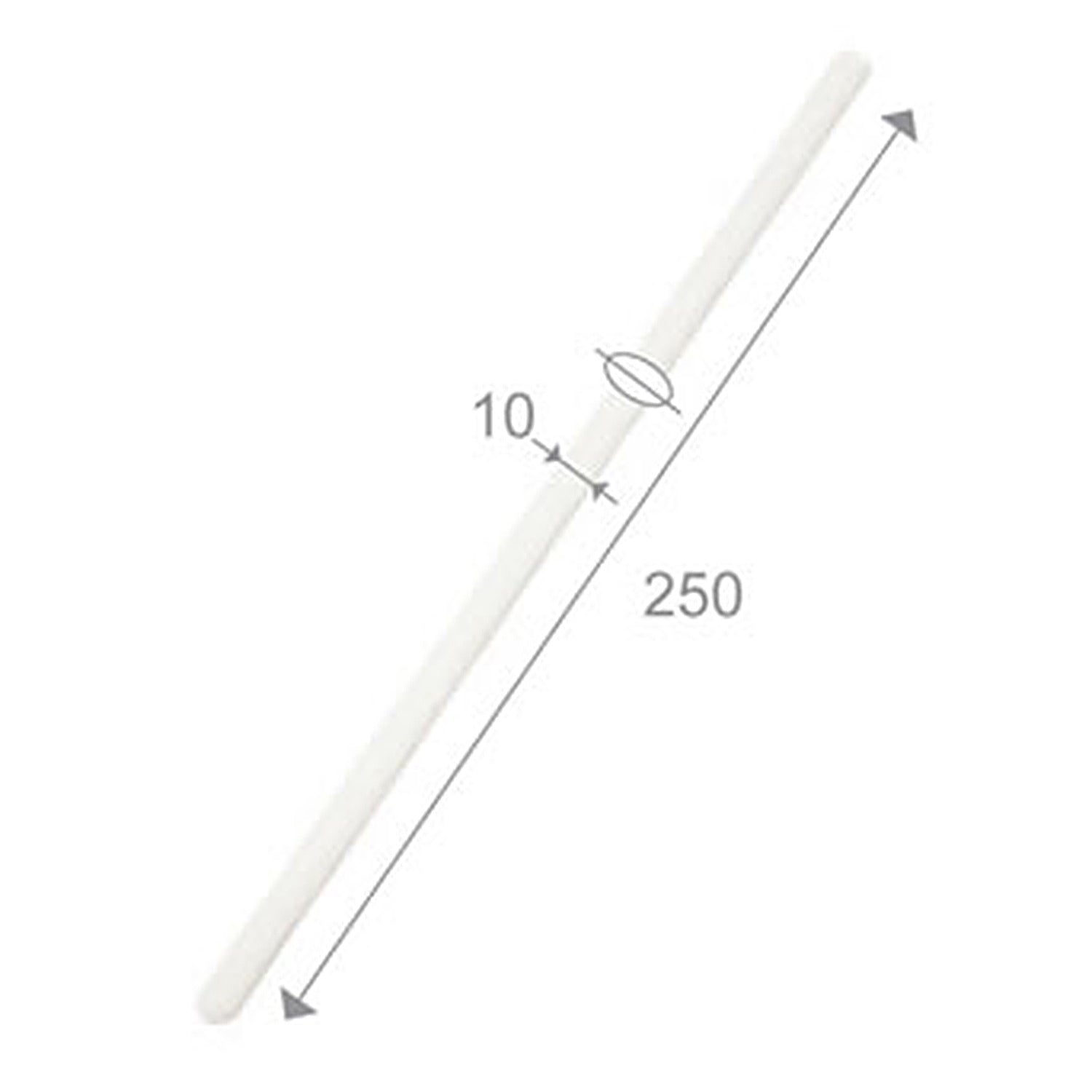Kwarts roerstaaf 10 x 250 mm Maatindicatie