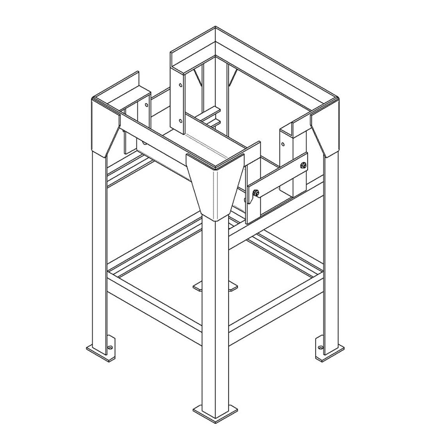LU 400 onderstel voor geperforeerde plaat 400 x 400 mm Technische tekening