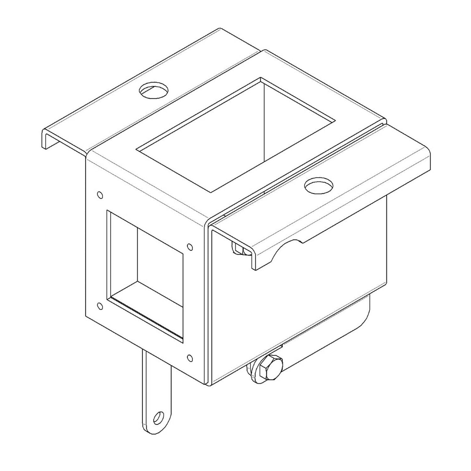 Onderste deel handmatige bediening veldsmederij F600H technische tekening