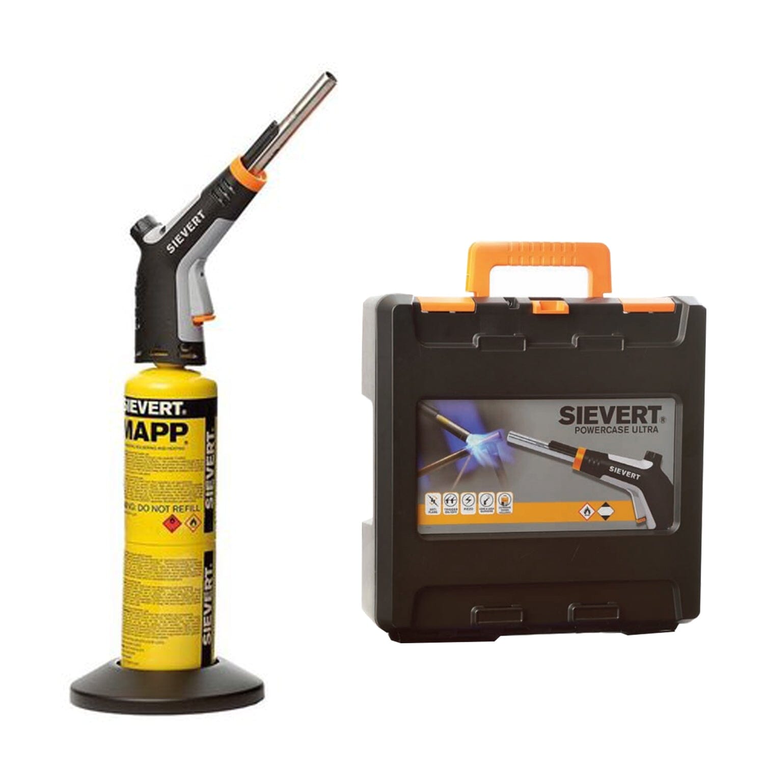 Sievert Powercase gasbrander set in koffer Inhoud verpakking