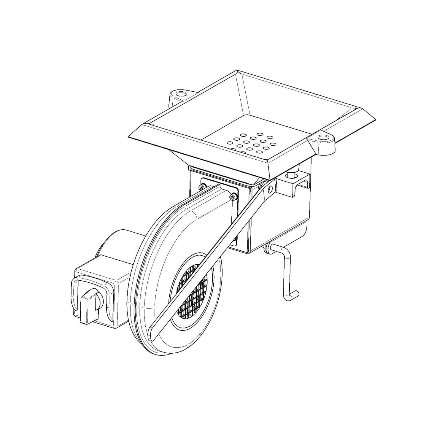 Vuurpot compleet type EE-1/W met ventilator technische tekening