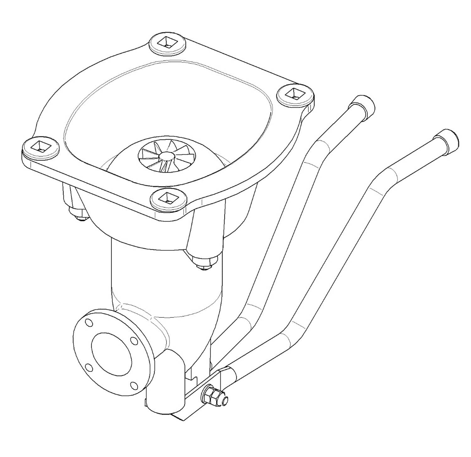 Vuurpot type C 10 met wervelmondstuk Technische tekening