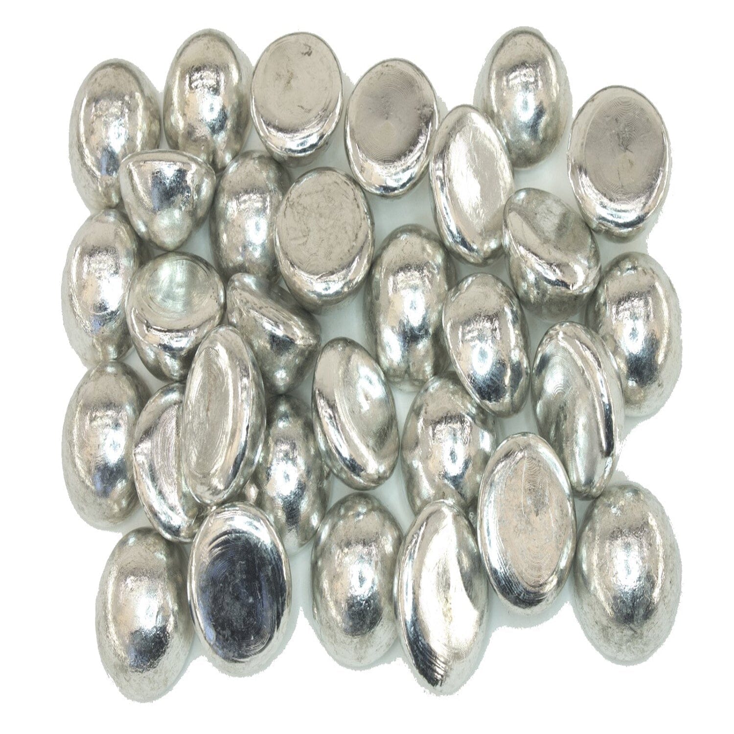 Zuiver tin pellets 25 x 12 mm Boven aanzicht